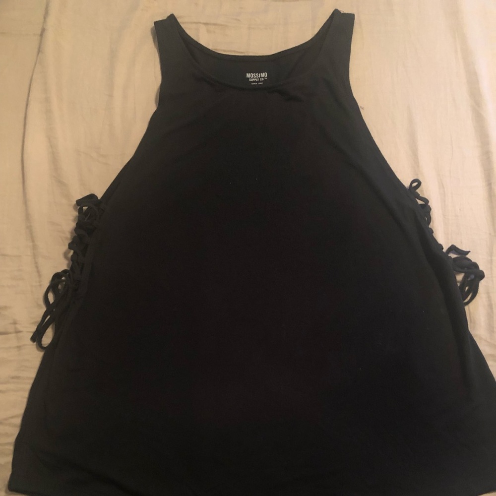 Mossimo Black Tank with Side Criss-Cross and Ties
